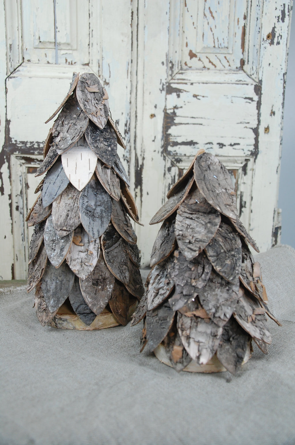 Kerstboompjes van boomschors (set van 2)