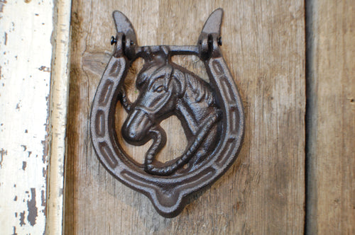 Horse in horseshoe door knocker