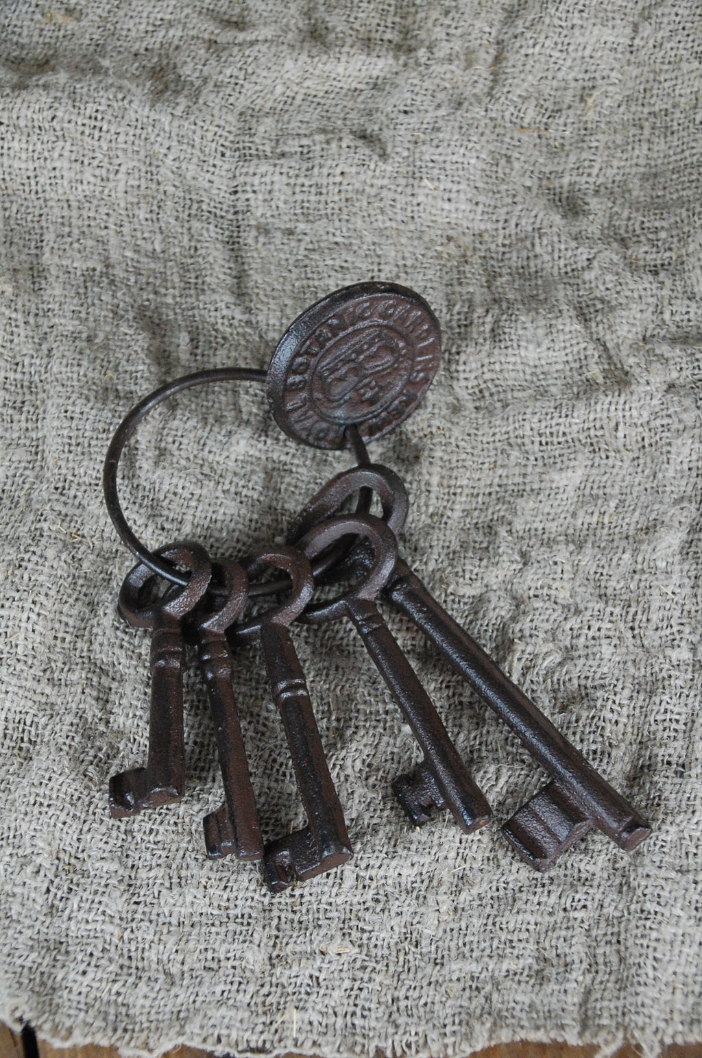 Bunch of keys with coin